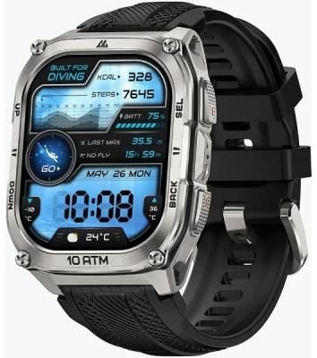 Умные часы KOSPET Tank M4, 1.96" AMOLED, Bluetooth 5.3, GPS, 10 ATM, IP69K, серебристый