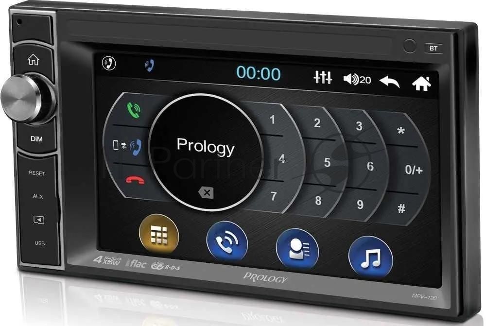 Автомагнитола Prology MPV-120, 2 DIN, 6.2", Bluetooth, USB Type-A, AUX, пульт ДУ