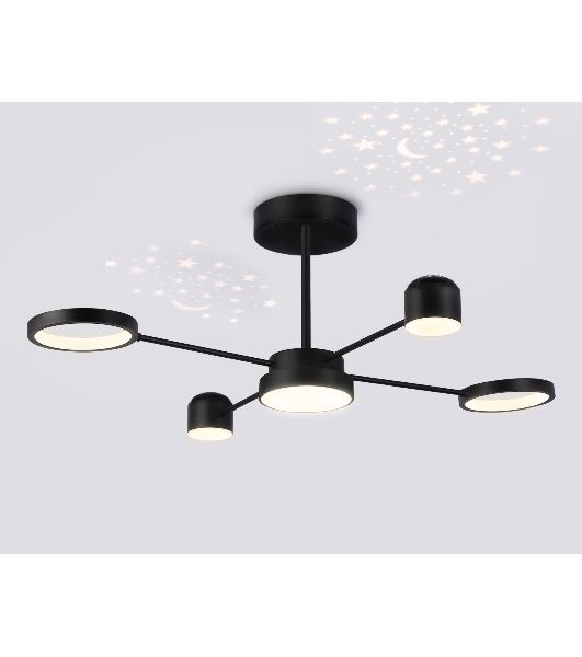 Потолочный светодиодный светильник Ambrella light FL51632/4+1 BK/GD черный/золото 3000K-6400K 48W 910*745*300 (ПДУ ИК)