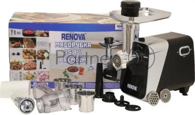 Мясорубка электрическая Renova MG260-R1BP черный, 2600 Вт, 2.5 кг/мин, реверс, защита от перегрузки, металлический лоток, насадки - 7
