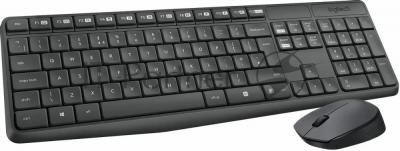 Комплект клавиатура+мышь Logitech MK235 беспроводной, USB, 1000 DPI, серый ( неоригинальная гравировка)