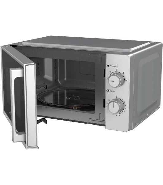 Микроволновая печь OASIS MW-70RS серебристый, 20 л, 700 Вт, переключатели — поворотный механизм