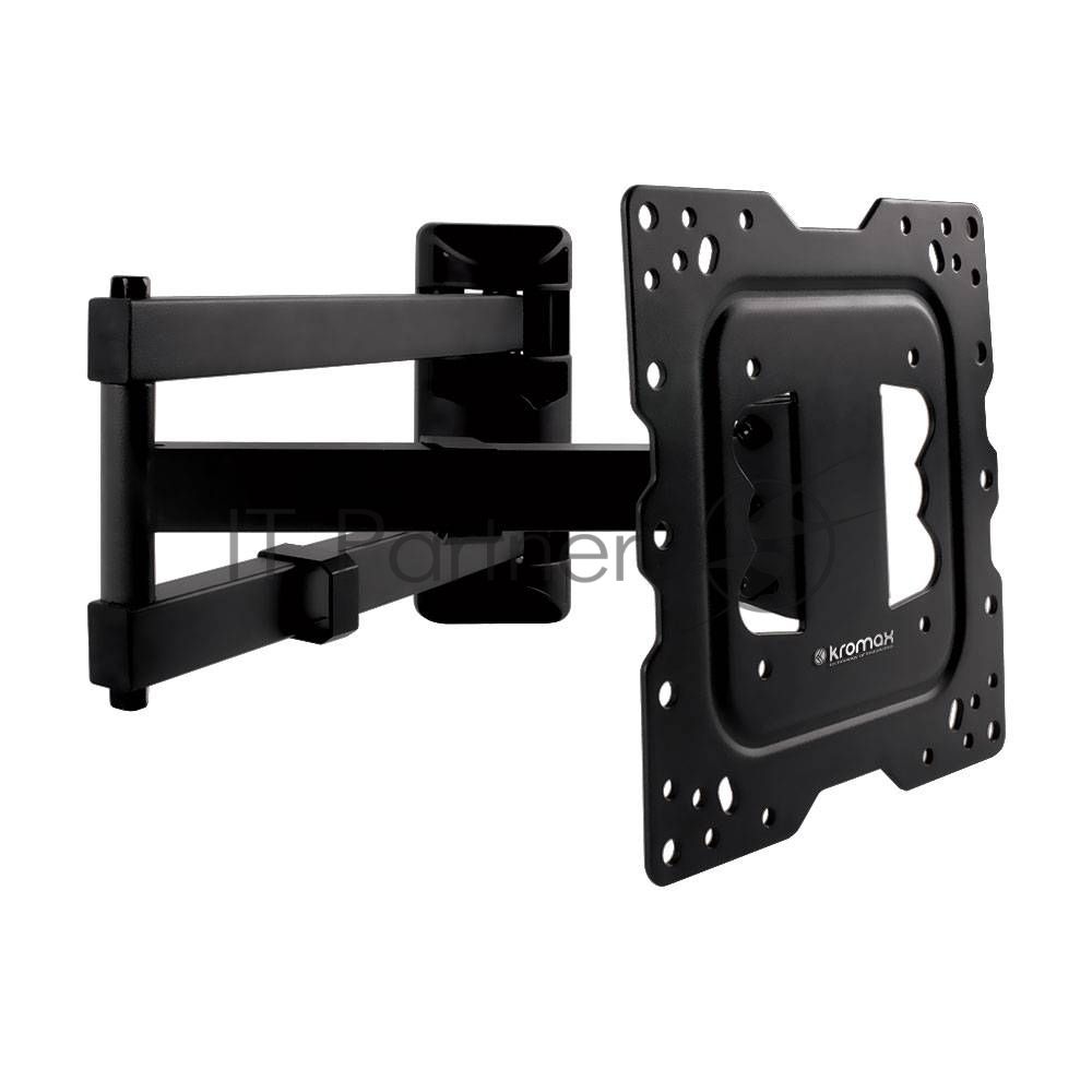 Кронштейн Kromax DIX-18 BLACK(для LED/LCD телевизоров 22"-55", max 40 кг, настенный, 5 ст свободы, наклон ±15°, поворот 180°, от стены 66-605 мм, max VESA 400x400 мм, вращение экрана ±5°, съемная монтажная пластина, кабель-канал, 4 шт/уп.)