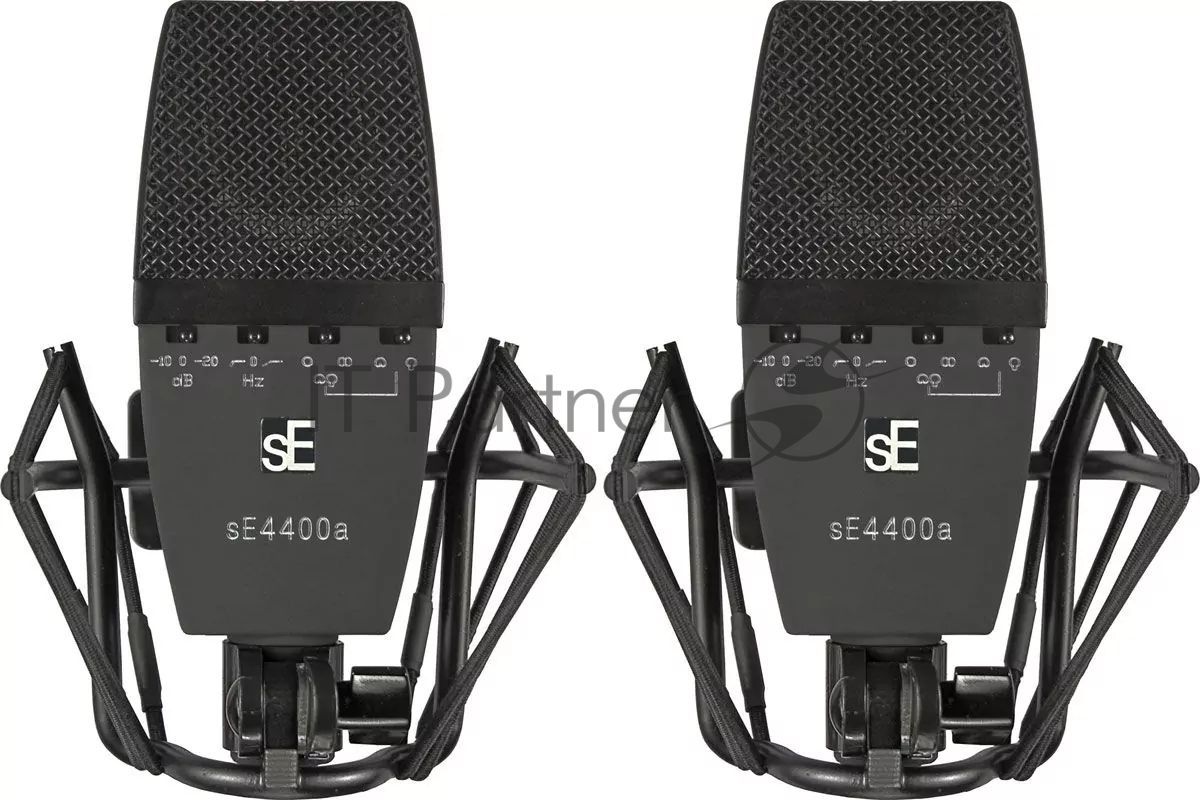 Микрофон конденсаторный sE Electronics sE 4400 (P) подобранная пара, 20 Гц - 20 кГц, кардиоида, всенаправленная, восьмерка, гиперкардиоида, комплектация: держатель "паук", металлический кейс