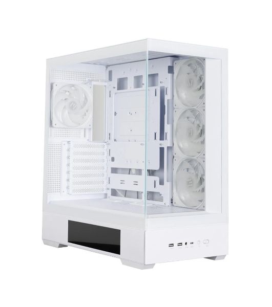 Компьютерный корпус ZALMAN P40 DS, ATX, белый, WINDOW, 9.1-inch LCD screen, 2xCombo(2.5” or 3.5”), 1x2.5”, 1xUSB TYPE-C, 2xUSB 3.0, SIDE 3x120мм ARGb, REAR 1x120мм ARGb