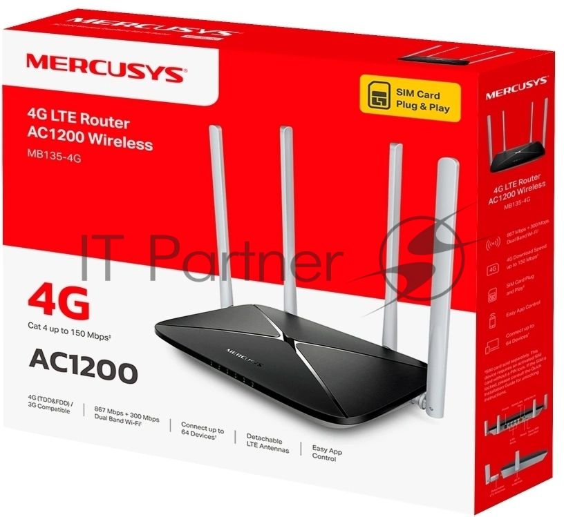 Беспроводной маршрутизатор со встроенным 4G LTE-модемом Mercusys MB135-4G