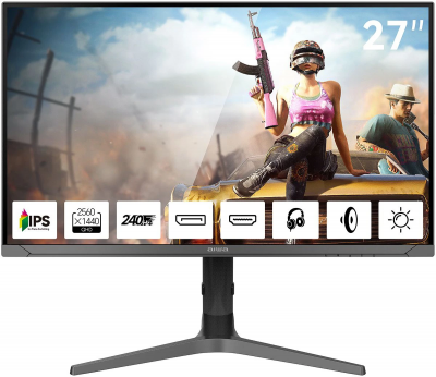 Монитор 27" Aiwa MD2715 IPS 2560x1440, 240 Гц, 1 мс, 16:9, 350 кд/м², 2xHDMI 2.0, 2xDP 1.4, 3.5 Jack, динамики (2x3 Вт), FreeSync, G-Sync, черный
