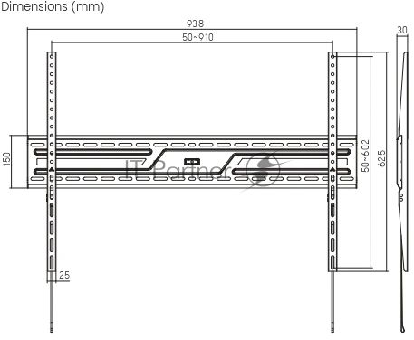 Кронштейн для телевизора Ultramounts UM824F черный 43"-100" макс.75кг настенный фиксированный