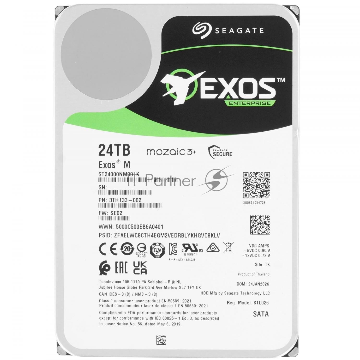 Жесткий диск HDD Seagate Exos M 24Tb 7200rpm SATA 512Mb 3.5"