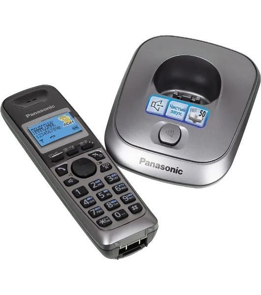 Телефон беспроводной (DECT) Panasonic KX-TG2511RUM (металик) АОН, Caller ID,спикерфон на трубке,переход в Эко режим одним нажатием