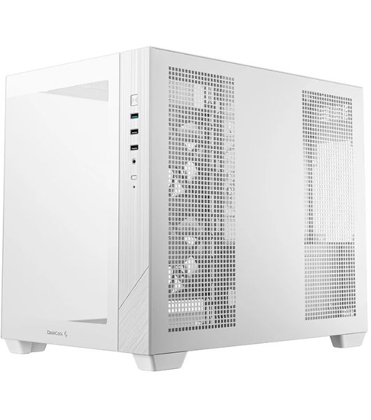 Компьютерный корпус Deepcool CG330 3F WH без БП, боковое окно (панорама), 3x120мм ARGB PWM вентилятора, белый, mATX (R-CG330-BKNGM3-G)