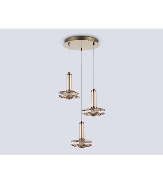 Подвесной светодиодный светильник Ambrella light LH31011/3 BS/TI латунь/янтарь 35W 3000K D450*1790