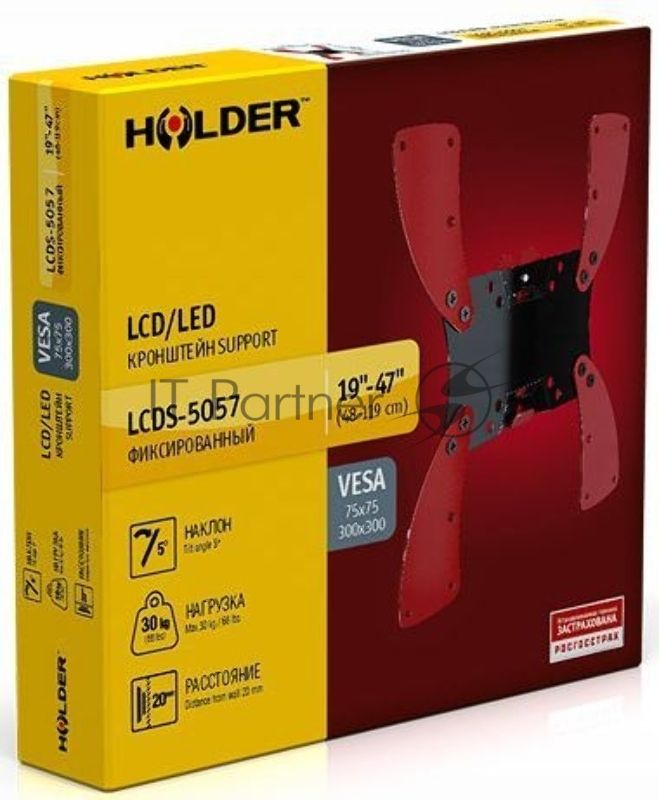 Кронштейн Holder Кронштейн Holder/19-47" макс 300x300 наклон 10º поворот 0º от стены: 37мм