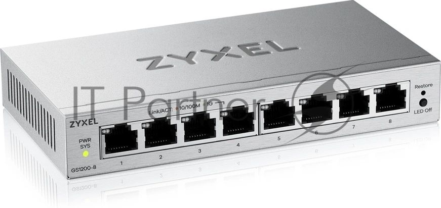Коммутатор ZyXEL GS1200-8V3-EU0101F, 8×LAN, управляемый