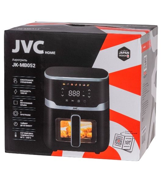 Аэрогриль JVC JK-MB052 черный, 1800 Вт, 6 л, сенсор, 7 программ
