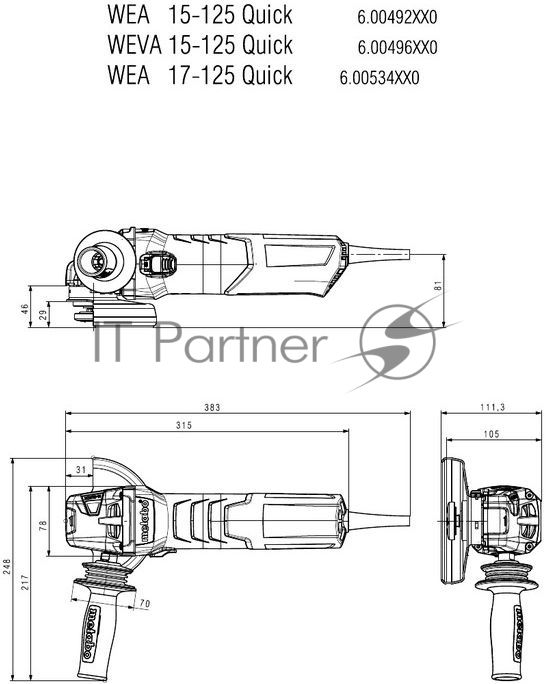 Шлифовальные машины Metabo WEV 17-125 Quick 600516000 шлифмашина угловая 1700вт,эл-ка,колесико