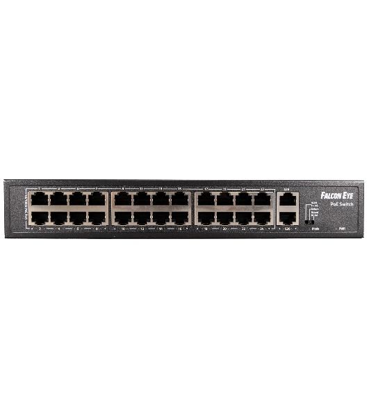 Коммутатор Falcon Eye FE-24FPG2, 24×100 Мбит/с PoE + 2×1 Гбит/с, неуправляемый