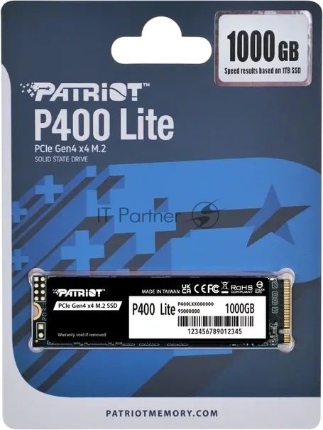 Накопитель SSD Patriot P400 Lite 1Tb M.2 2280 NVMe PCle 4.0 x4 R3500/W2700 TbW 560Tb 3D NAND with HS