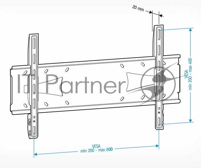 Кронштейн для телевизора Holder PFS-4017 черный 32"-60" макс. 40кг настенный фиксированный