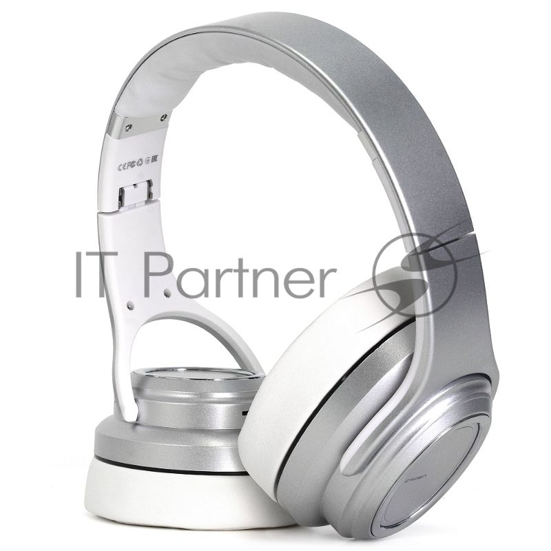 Беспроводные/проводные наушники Crown CMBH-5050 серебристый, накладные, Bluetooth + проводной, складная конструкция, до 10 ч
