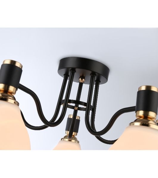 Светильник Ambrella light TR303307/5 BK/GD/FR черный/золото/белый матовый E27*5 max 60W D600*270