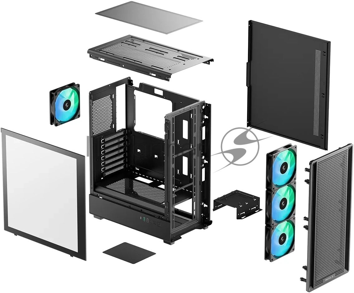 Корпус DeepCool CC550 4F, Midi-Tower, чёрный, 4 x 120 мм