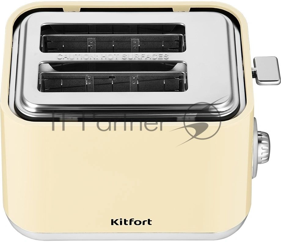 Тостер Kitfort КТ-6558 бежевый/стальной, 815 Вт, 2 слота