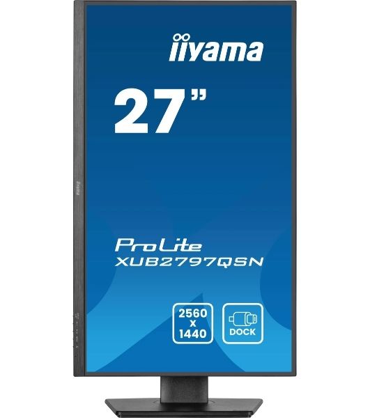 Монитор 27" Iiyama ProLite XUB2797QSN-B2 IPS 2560x1440, 100 Гц, 1 мс, 16:9, 300 кд/м², HDMI 2.0, DP 1.4, 3.5 Jack, USB-C (65 Вт), USB Hub (3x USB 3.0), Ethernet, динамики (2x2 Вт), Adaptive-Sync, черный