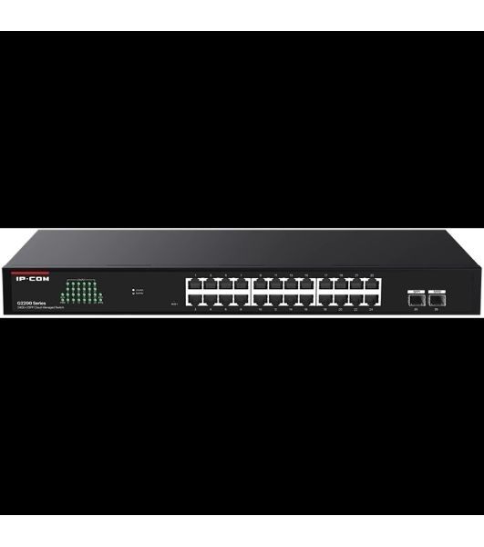 Коммутатор управляемый IP-COM G2226F, 24x1 Гбит/с, SFP 2x1 Гбит/с, черный