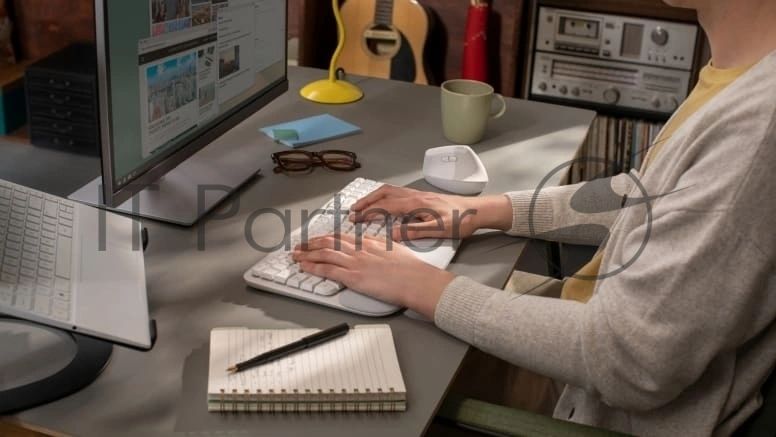 Клавиатура Logitech Wave Keys беспроводная, Bluetooth, радиоканал, серый
